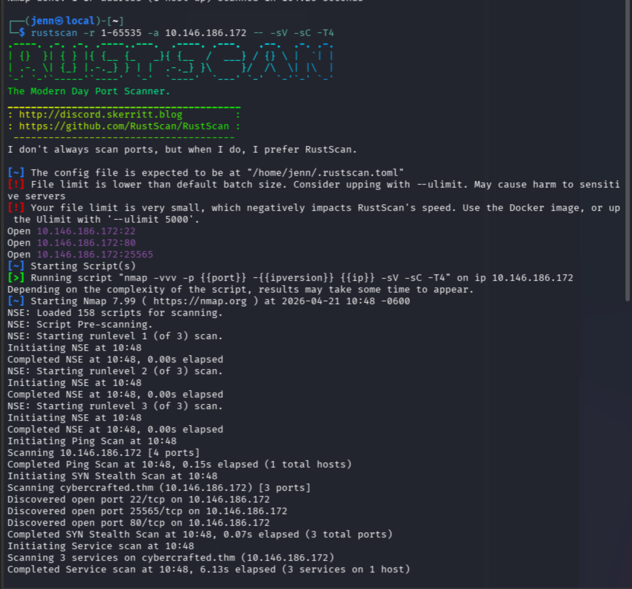 rustscan initial output